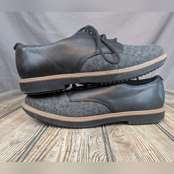 Clarks Collection Raisie Bloom Oxford Size 8.5 Black/Gray Tweed - Picture 1 of 12